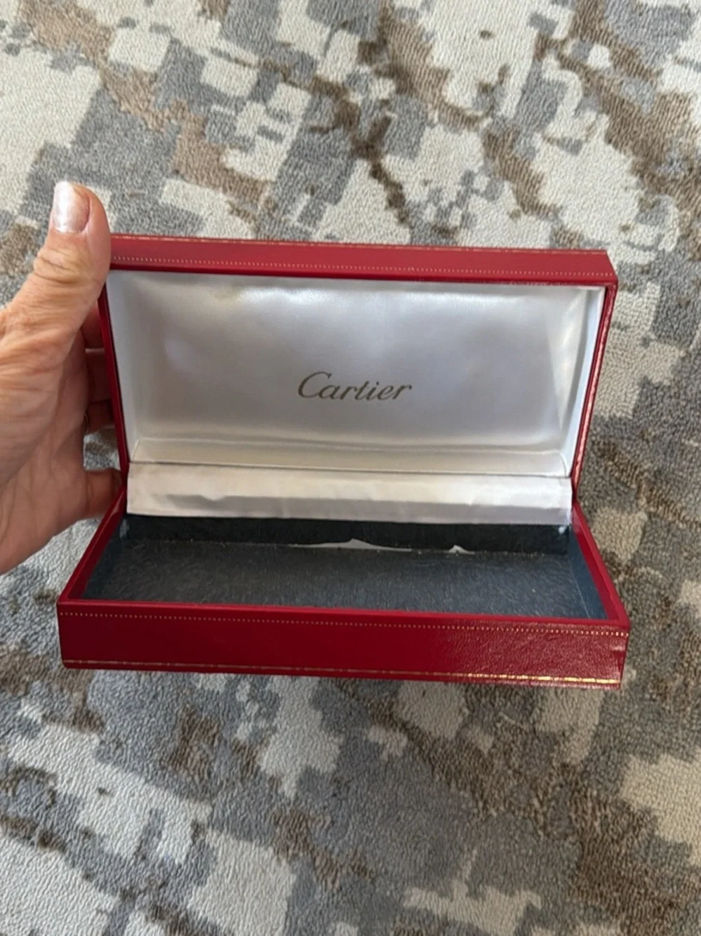 Cartier Red and Gold original for glasses but bottom cushion is removed